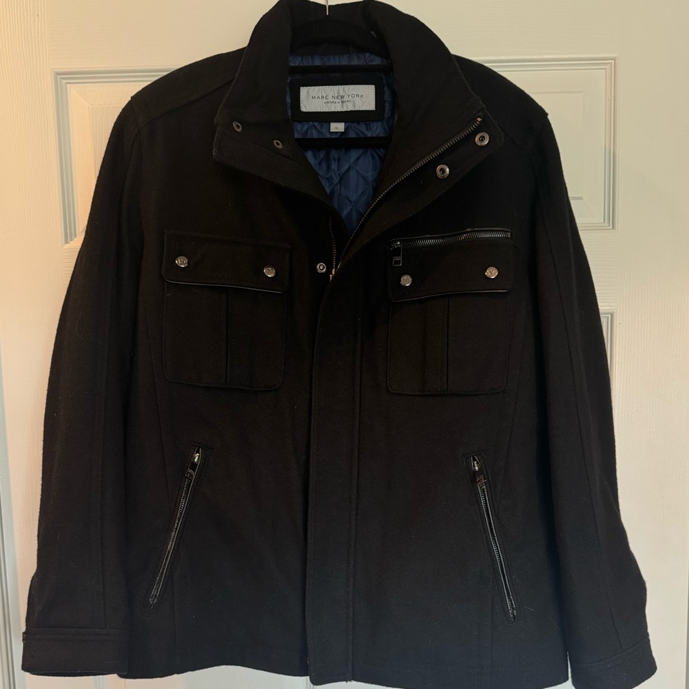 Marc New York Charcoal Gray/Black Wool Blend Insulated Men's Coat / Jacket -XL